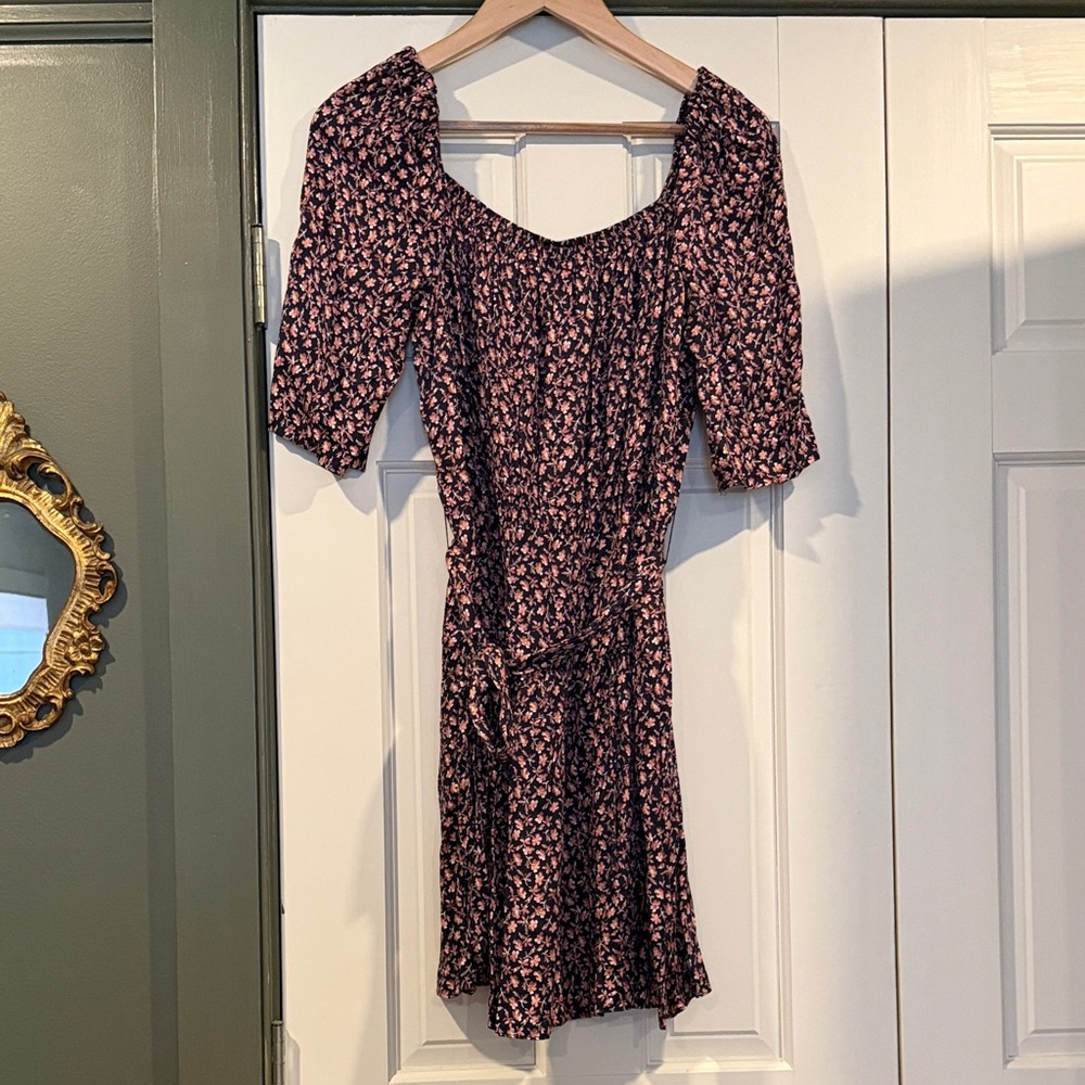 Rebecca Taylor Floral Mini Dress in Black and Pink